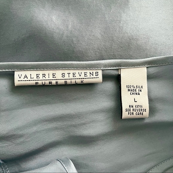 VALERIE STEVENS PURE 100% SILK STEEL BLUE BIAS CUT NIGHTGOWN L NWT - Picture 2 of 8
